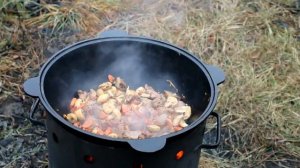 Гречка по-Купечески в казане на костре