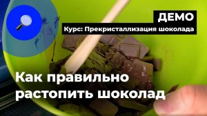 Как правильно растопить шоколад — фрагмент онлайн-курса «Прекристаллизация шоколада» | CHOCOLOGY