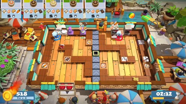 Overcooked 2 - Surf n Turf DLC - Level 2-4 - 4 Stars - 2 Player co-op смотреть онлайн
