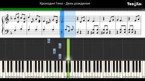 Крокодила Гена - День Рождения (synthesia piano with note)