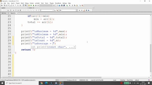 FOP-Lecture-15 (Array Part-2)- Find First, Second & Third Max, Min, Average, Search occurrence of n смотреть онлайн