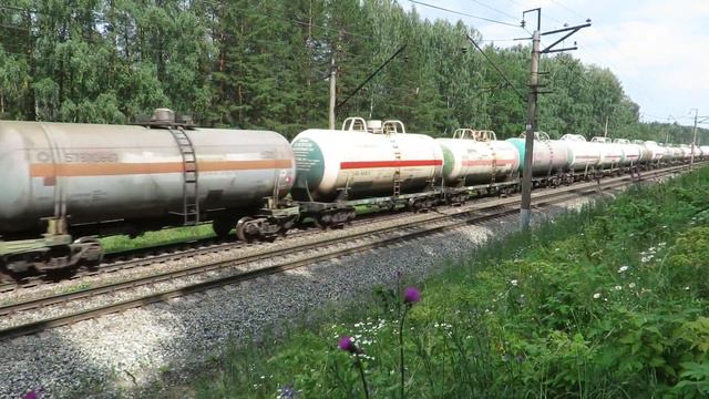 «Гость из Омска» на Свердловской ж.д. 2ЭС6-294 с цистернами смотреть онлайн