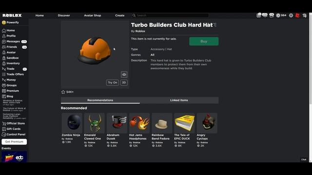 Roblox Outrageous Builders Club Hard Hat Went Limited смотреть онлайн