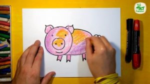 Как нарисовать Свинку или Поросенка, Урок рисования для детей от 3 лет