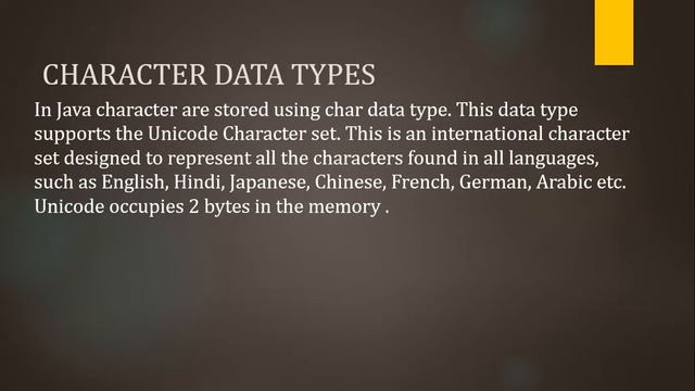 DATA TYPES IN JAVA смотреть онлайн