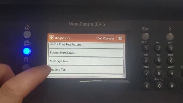 Xerox 3345 вход в сервисное меню # 1934 и Очистка памяти Clear Memory смотреть онлайн