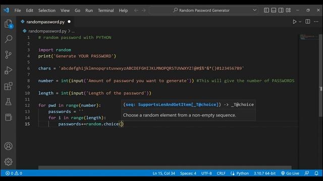 Random Password Generator with Python |Create a Python project | #youtube #pythonprogramming #pytho смотреть онлайн