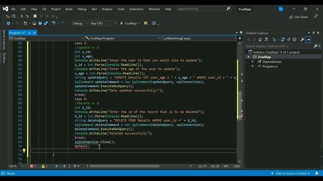 CRUD operations in C# console app using SQL Server | DELETE| LOOP THROUGH | PART 3| C# | SQL смотреть онлайн