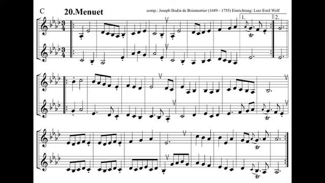 20. Menuet in C Trumpet Piano Guitar Violin Akkordeon смотреть онлайн