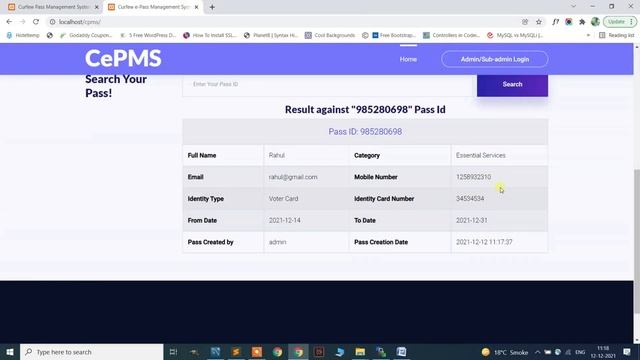 Curfew e-Pass Management System using PHP and MySQL Pro Version | PHPGurukul смотреть онлайн