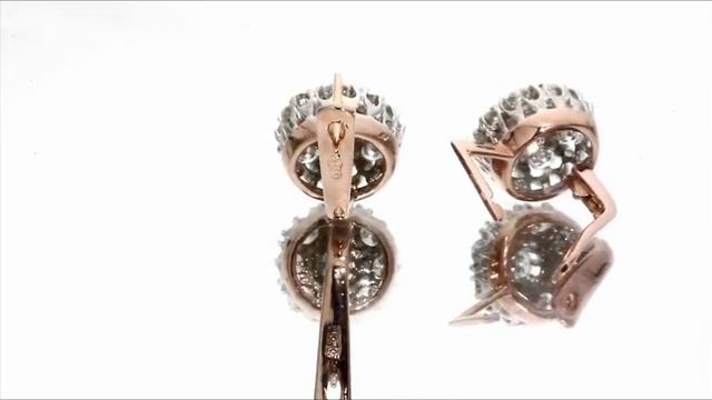585 14k Russian Style Earrings, Genuine Diamonds in 14k Solid Rose & White Gold 585 E755 смотреть онлайн