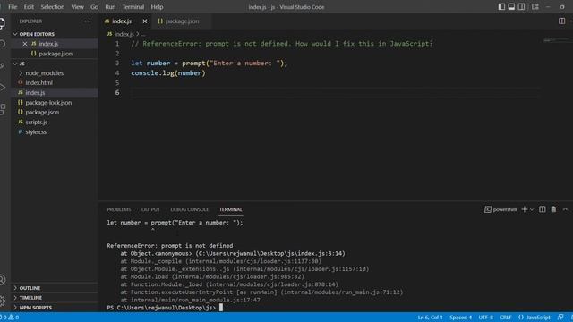 How to Fix Prompt Not Defined || ReferenceError: prompt is undefined. смотреть онлайн