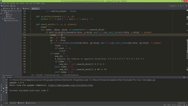 Tic-tac-toe multiplayer in pygame - 07 - checking rows, colums and diagonals смотреть онлайн