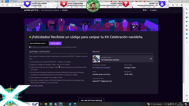 🎁 REGALO CODIGO para LINEAGE 2 ADEN de AMAZON PRIME GAMING ‼ смотреть онлайн