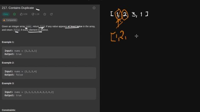 Leetcode 217 - Contains Duplicate - Python Solution смотреть онлайн
