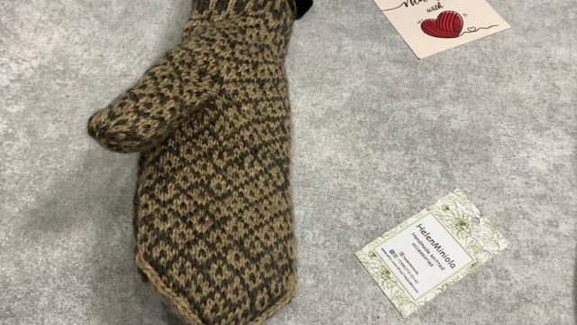 Зимние вязаные шерстяные мужские варежки смотреть онлайн