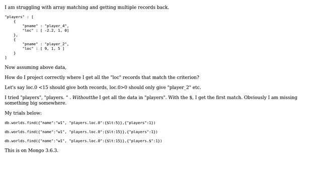 Databases: mongodb array query woes смотреть онлайн
