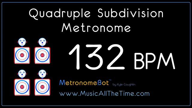Quadruple subdivision metronome at 132 BPM MetronomeBot смотреть онлайн