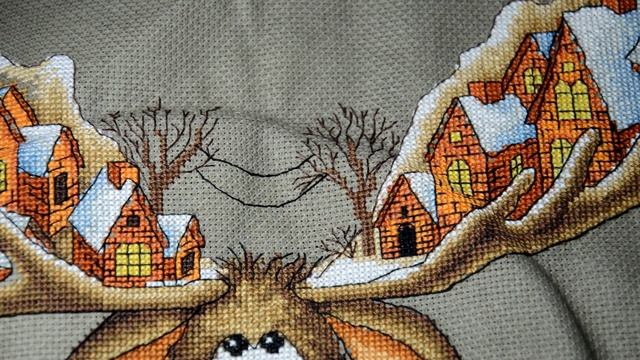 ФИНИШ Рождественский лось от Панны (Вру-почти).Dimensions Homу for the holidays.Вышивка крестиком смотреть онлайн