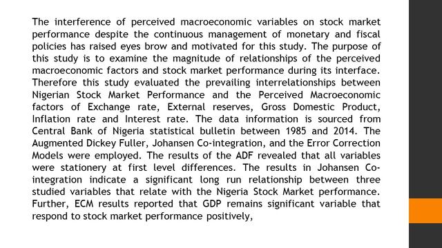 Perceived Macroeconomic Factors and Stock Market Capitalization Experience from the Nigerian Econom смотреть онлайн