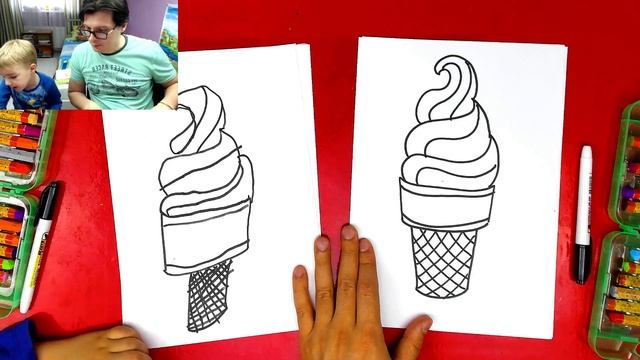 Как нарисовать МОРОЖЕНОЕ урок рисования для детей смотреть онлайн