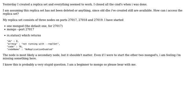 Databases: How to access mongodb replica set after restart? смотреть онлайн