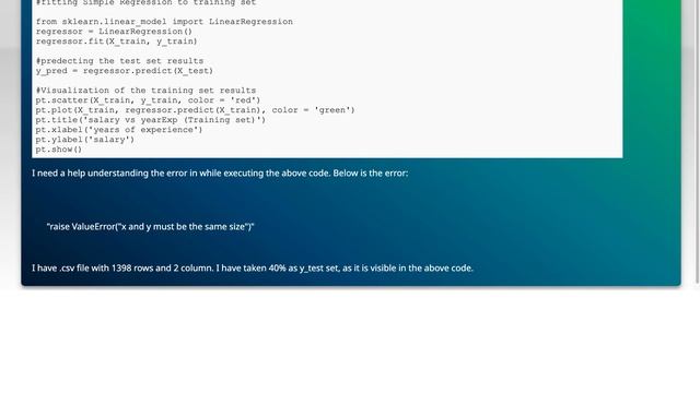ValueError: x and y must be the same size смотреть онлайн
