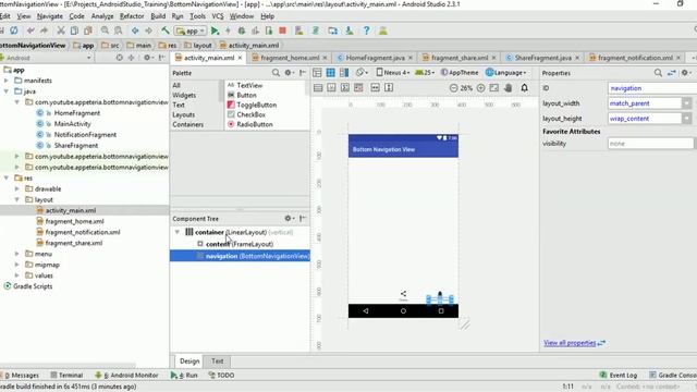 How to implement Bottom navigation view with fragments Android Studio (without plugin) смотреть онлайн