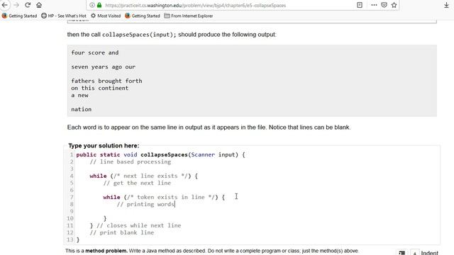 Building Java Programs Chapter 6 Exercise 5 collapseSpaces смотреть онлайн