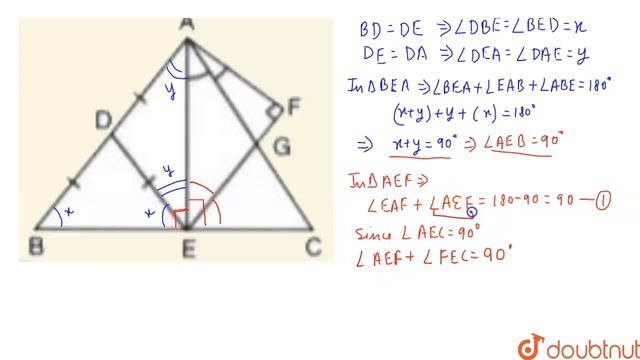 In the given figure, AD = DB = DE angle EAC = angle FAC and angle F = 90 ^(@) Prove that(i) ang... смотреть онлайн