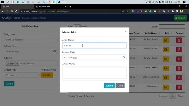 Simple CRUD Music Details Management Project In PHP With Free Source Code смотреть онлайн