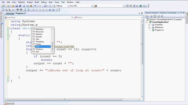 Statements Break and Continue in C#.net смотреть онлайн
