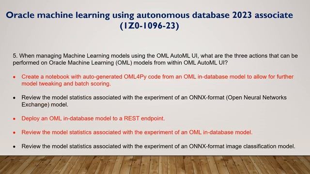 Oracle Machine Learning using Autonomous Database 2023 Associate | (1Z0-1096-23) смотреть онлайн
