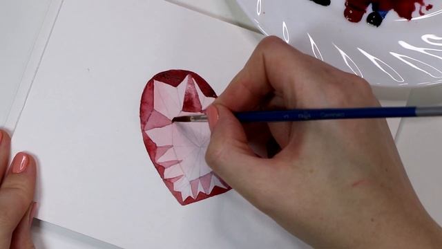 Рисую СЕРДЦЕ кристалл АКВАРЕЛЬЮ! Как нарисовать сердце красками! Анна Оськина OrionaArt смотреть онлайн