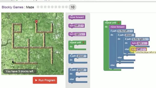 Google Blockly Games - Solution Maze Level 10
