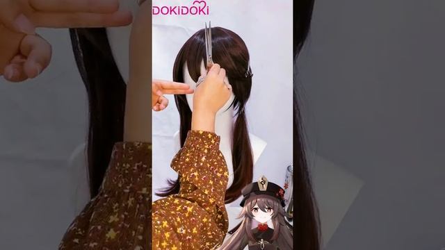 DokiDoki Game Genshin Impact Hu Tao Cosplay Wig HuTao Dark Brown