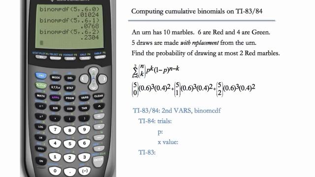 Binomial CDF (Cumulative Distribution Function) on TI-83 & TI-84 смотреть онлайн