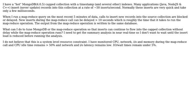 Databases: MongoDB map-reduce impacts insert performance on source collection смотреть онлайн