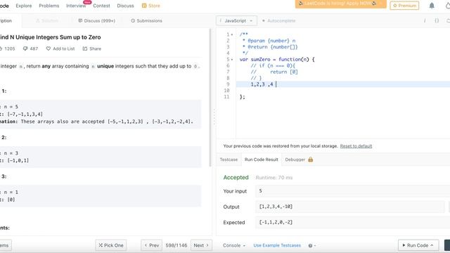 Leetcode 1304 Find N Unique Integers Sum up to Zero (Easy) - Javascript Tutorial смотреть онлайн