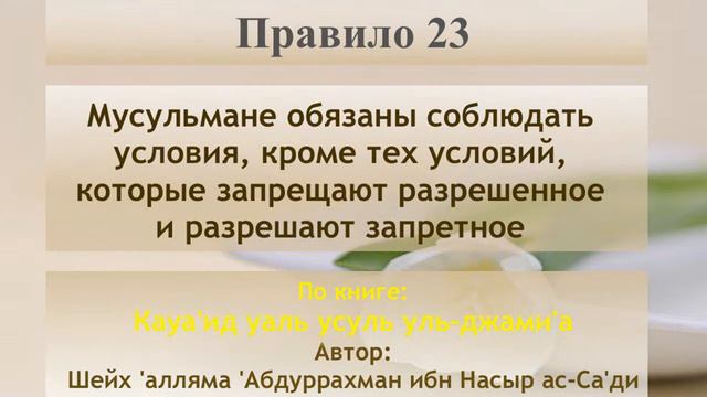 Правило 23 - мусульмане обязаны соблюдать условия, кроме тех условий, которые запрещают разрешенное смотреть онлайн
