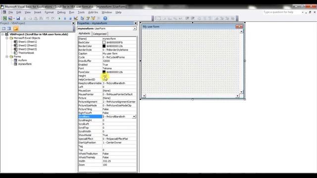 Show Scroll Bars in VBA User Form смотреть онлайн