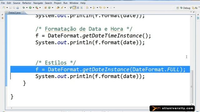 Universidade XTI JAVA 070 Date, Formatação, DateFormat, format e parse смотреть онлайн