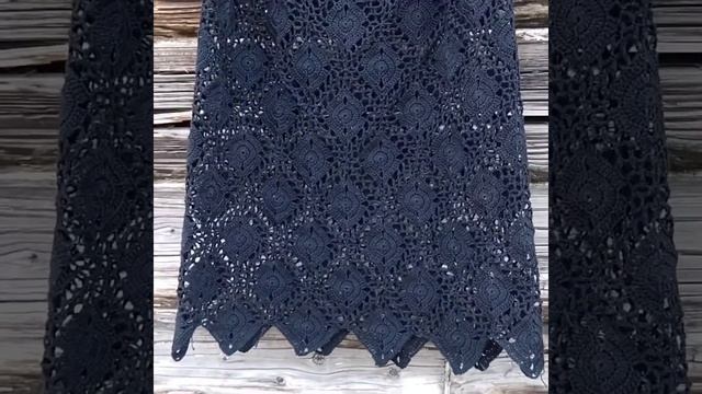 Юбка вязаная крючком из мотивов. популярная в 2022-2023.