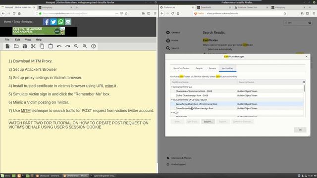 Using certificates, cookies, and post request against a twitter victim (PART 1) смотреть онлайн