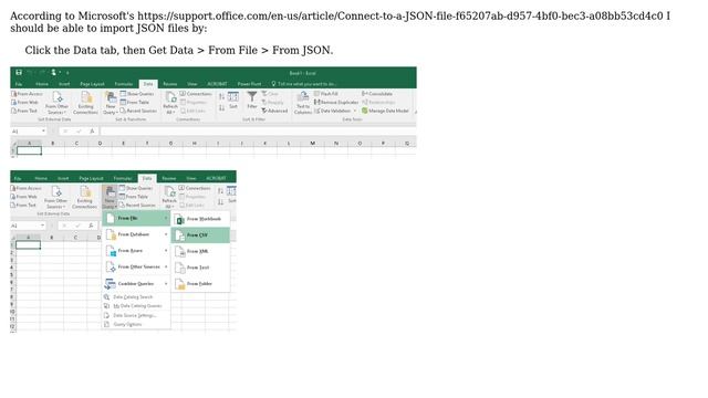 Can't import JSON in Excel 2016 using "Get & Transform" feature (2 Solutions!!) смотреть онлайн