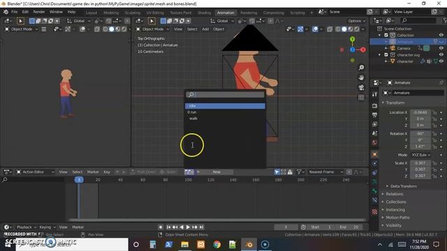 Game Development in Python 2d Sprite Skeleton Animations with Inkscape and Blender Part 5 смотреть онлайн
