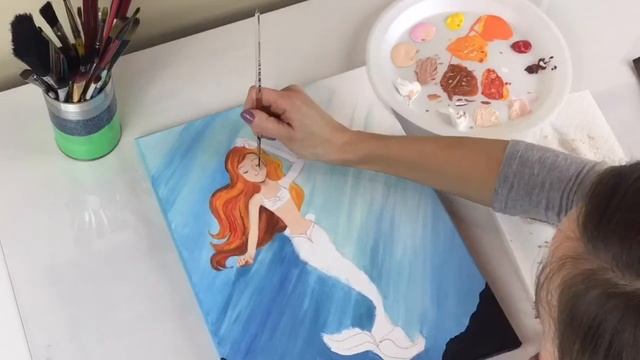 Mermaid Acrylic Painting: Part Two - By Artist, Andrea Kirk | The Art Chik смотреть онлайн