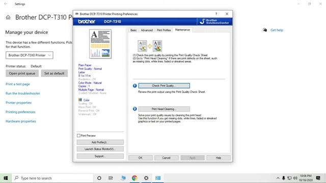 How to clean printer-head BROTHER DCP T310 using window 10 смотреть онлайн