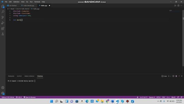 Using C++ to display Hello World in vscode . смотреть онлайн