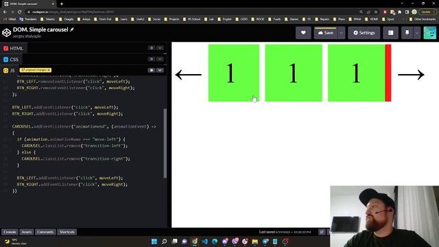 JS DOM & Events. Simple carousel example смотреть онлайн
